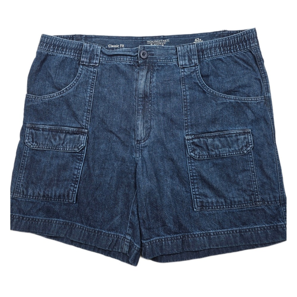 Roundtree & Yorke Denim‎ Cargo Shorts Mens 42 Blue Jean Classic Fit Casuals